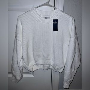 White knit crop sweater